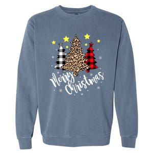 Christmas Pajamas Matching Xmas Merry Christmas Tree Leopad Gift Garment-Dyed Sweatshirt