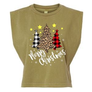 Christmas Pajamas Matching Xmas Merry Christmas Tree Leopad Gift Garment-Dyed Women's Muscle Tee