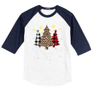 Christmas Pajamas Matching Xmas Merry Christmas Tree Leopad Gift Baseball Sleeve Shirt