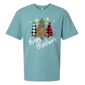 Christmas Pajamas Matching Xmas Merry Christmas Tree Leopad Gift Sueded Cloud Jersey T-Shirt