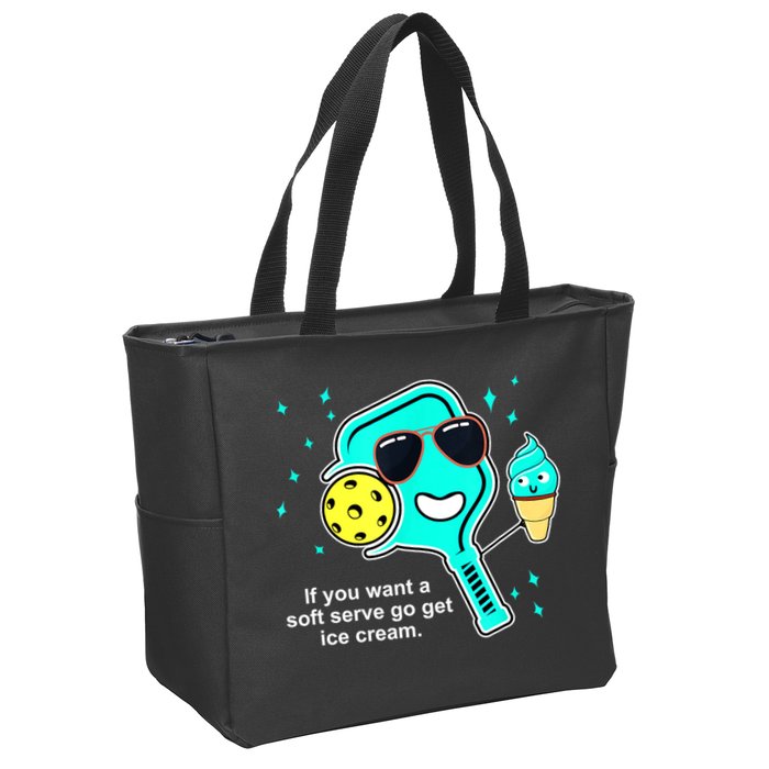Cute Pickleball Meme If You Want A Soft Serve Go Get Ice Cream Gift Zip Tote Bag