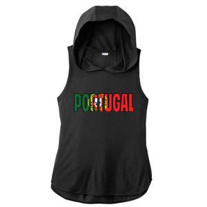 Cool Portugal Mashup Word Flag Ladies PosiCharge Tri-Blend Wicking Draft Hoodie Tank