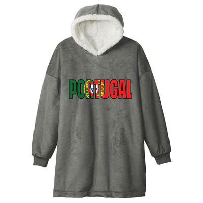 Cool Portugal Mashup Word Flag Hooded Wearable Blanket