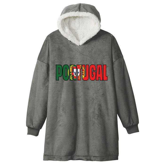 Cool Portugal Mashup Word Flag Hooded Wearable Blanket