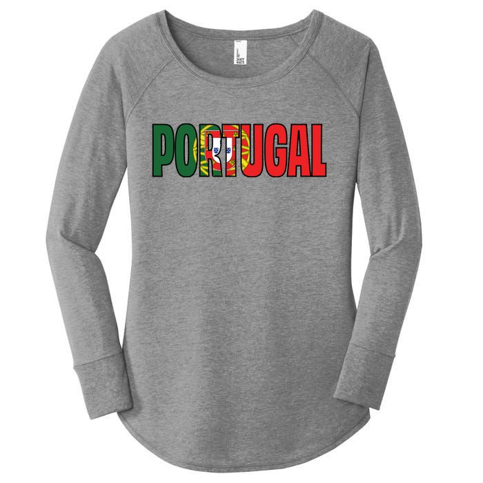 Cool Portugal Mashup Word Flag Women's Perfect Tri Tunic Long Sleeve Shirt