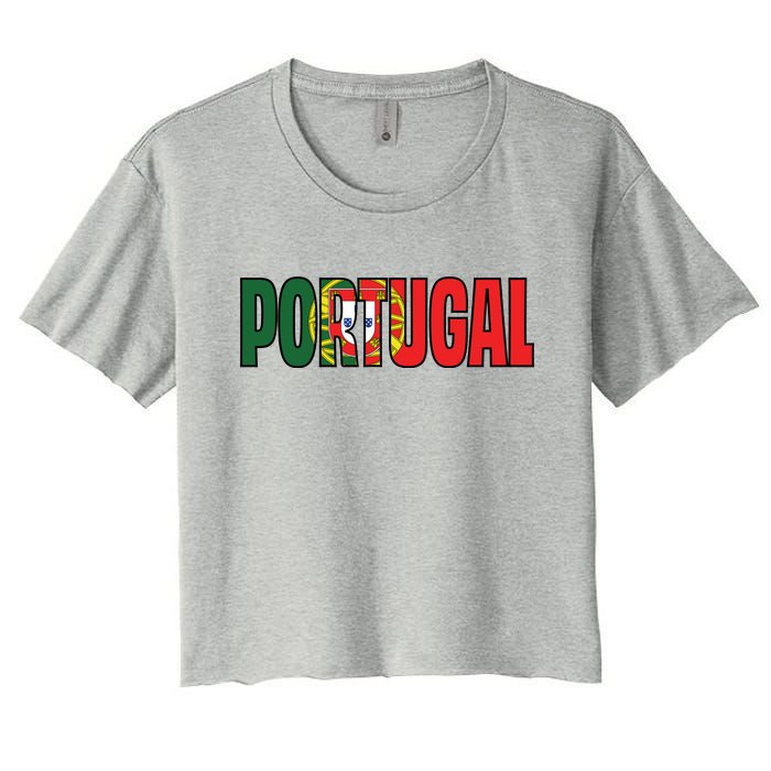 Cool Portugal Mashup Word Flag Women's Crop Top Tee