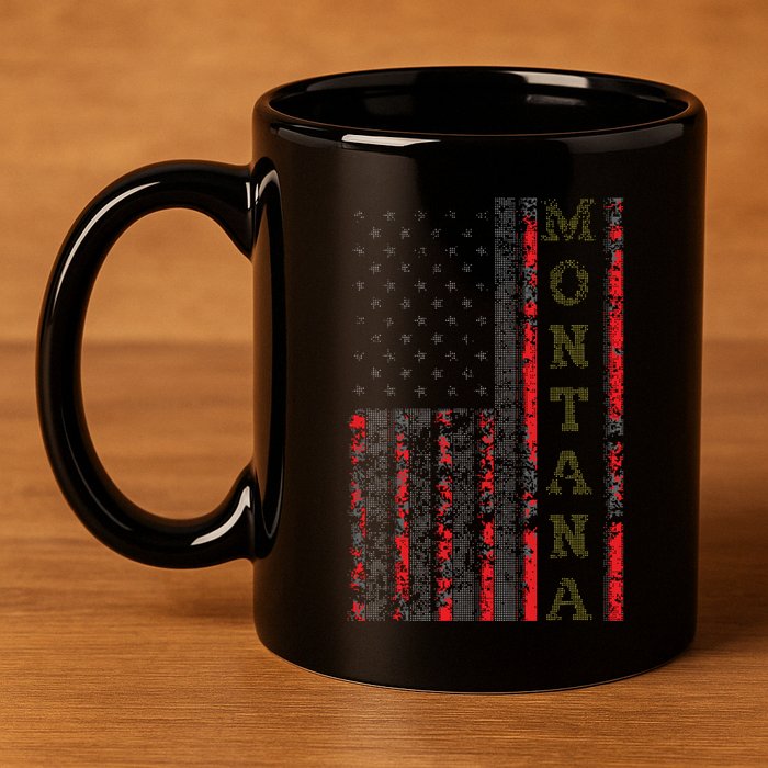 Cool Patriotic Montana Usa Us Flag 11oz C Handle Ceramic Mug