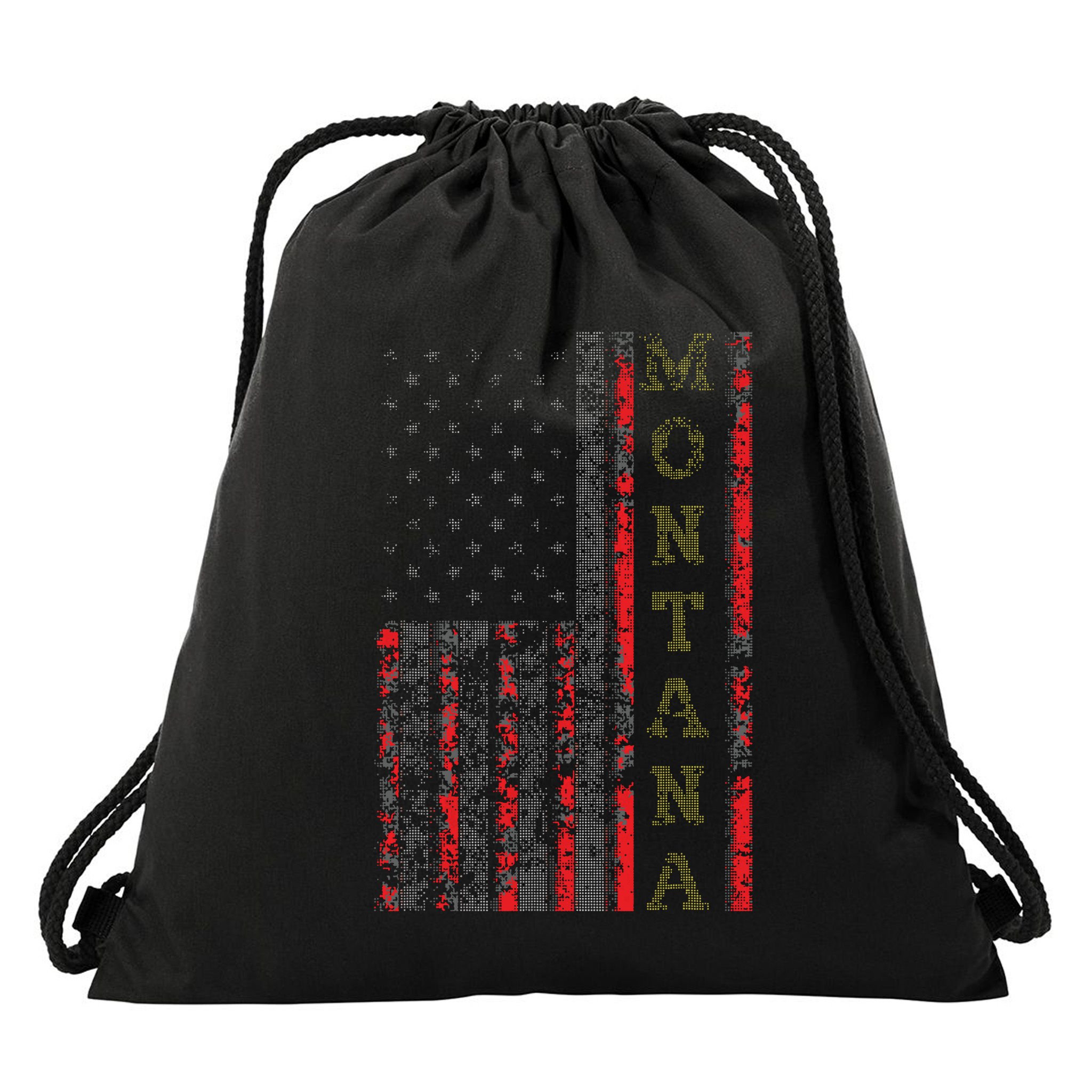 Cool Patriotic Montana Usa Us Flag Drawstring Bag