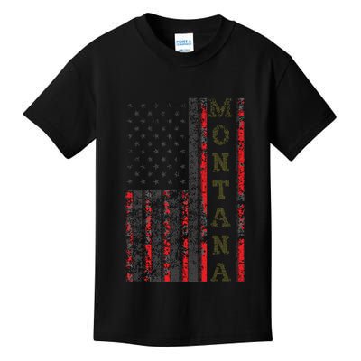 Cool Patriotic Montana Usa Us Flag Kids T-Shirt