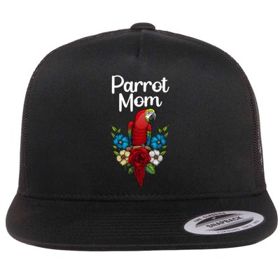 Cool Parrot Mom For Wo Girls Tropical Bird Lovers Owners Flat Bill Trucker Hat