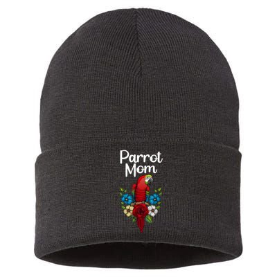 Cool Parrot Mom For Wo Girls Tropical Bird Lovers Owners Sustainable Knit Beanie