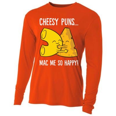 Cheesy Puns Mac Me So Happy Funny Mac And Cheese Gift Cooling Performance Long Sleeve Crew