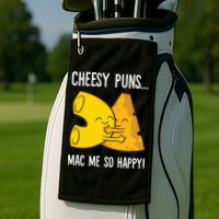 Cheesy Puns Mac Me So Happy Funny Mac And Cheese Gift Golf Towel
