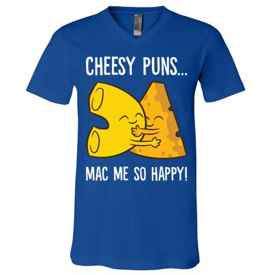 Cheesy Puns Mac Me So Happy Funny Mac And Cheese Gift V-Neck T-Shirt