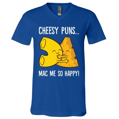 Cheesy Puns Mac Me So Happy Funny Mac And Cheese Gift V-Neck T-Shirt