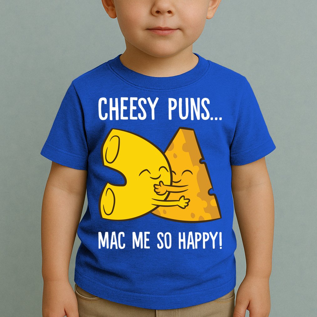 Cheesy Puns Mac Me So Happy Funny Mac And Cheese Gift Toddler T-Shirt