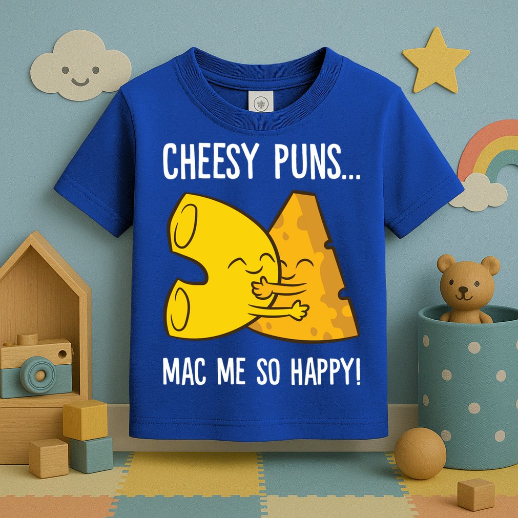 Cheesy Puns Mac Me So Happy Funny Mac And Cheese Gift Toddler T-Shirt