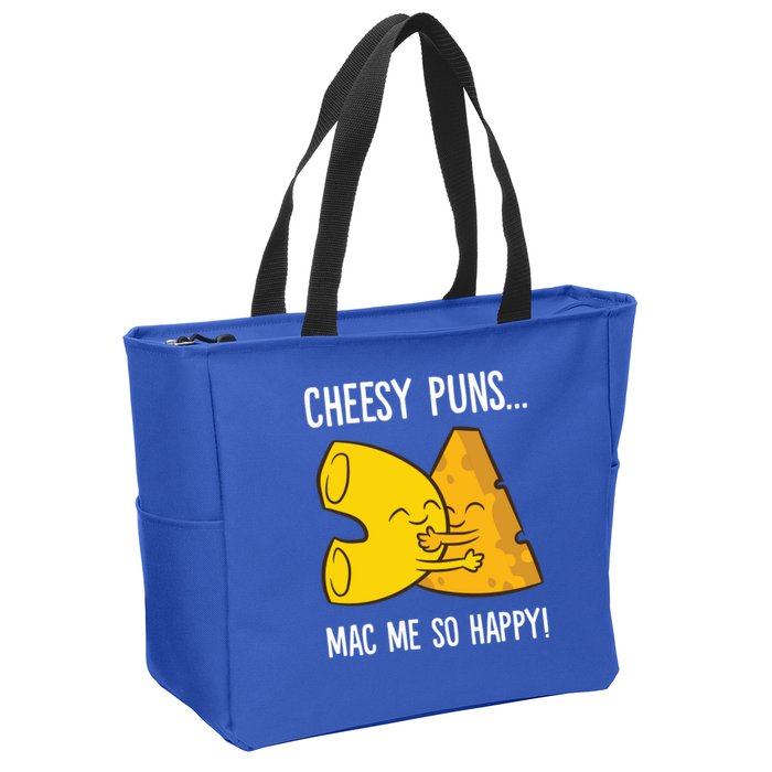 Cheesy Puns Mac Me So Happy Funny Mac And Cheese Gift Zip Tote Bag