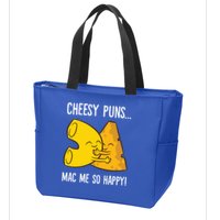 Cheesy Puns Mac Me So Happy Funny Mac And Cheese Gift Zip Tote Bag