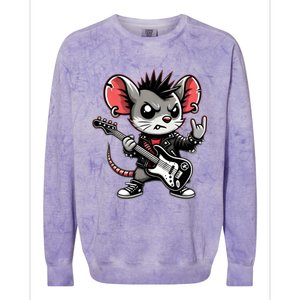 Cute Punk Mouse RockN Roll Goth Funny Punk Rock Music Funny Gift Colorblast Crewneck Sweatshirt