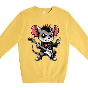 Cute Punk Mouse RockN Roll Goth Funny Punk Rock Music Funny Gift Premium Crewneck Sweatshirt