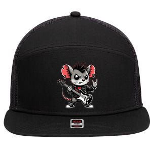 Cute Punk Mouse RockN Roll Goth Funny Punk Rock Music Funny Gift 7 Panel Mesh Trucker Snapback Hat