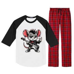 Cute Punk Mouse RockN Roll Goth Funny Punk Rock Music Funny Gift Raglan Sleeve Pajama Set