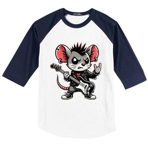 Cute Punk Mouse RockN Roll Goth Funny Punk Rock Music Funny Gift Baseball Sleeve Shirt