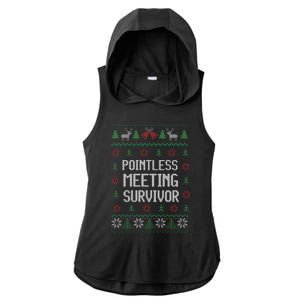 Christmas Pointless Meeting Survivor Ugly Office  Ladies PosiCharge Tri-Blend Wicking Draft Hoodie Tank