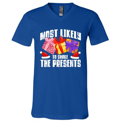 Christmas Presents Most Likely To Shake Christmas Presents Gift V-Neck T-Shirt