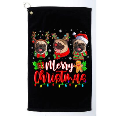 Cute Pugs Merry Christmas Light Santa Pug Christmas Family Cool Gift Platinum Collection Golf Towel