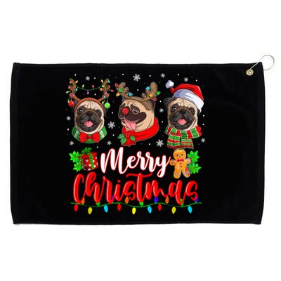 Cute Pugs Merry Christmas Light Santa Pug Christmas Family Cool Gift Grommeted Golf Towel