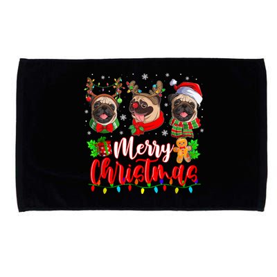 Cute Pugs Merry Christmas Light Santa Pug Christmas Family Cool Gift Microfiber Hand Towel