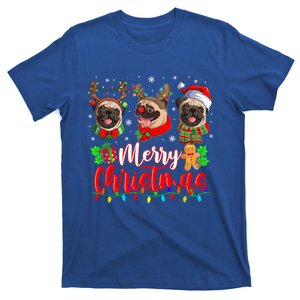 Cute Pugs Merry Christmas Light Santa Pug Christmas Family Cool Gift T-Shirt