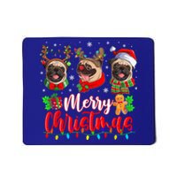 Cute Pugs Merry Christmas Light Santa Pug Christmas Family Cool Gift Mousepad