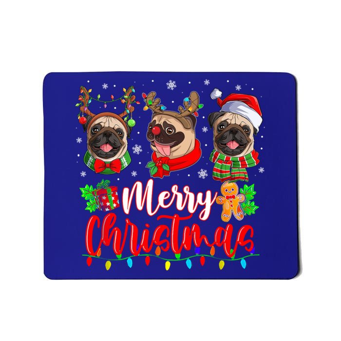 Cute Pugs Merry Christmas Light Santa Pug Christmas Family Cool Gift Mousepad