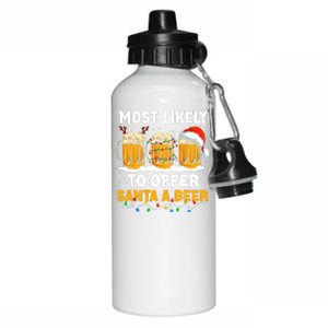 Christmas Party Most Likely To Offer Santa A Beer Funny Xmas Aluminum Water Bottle