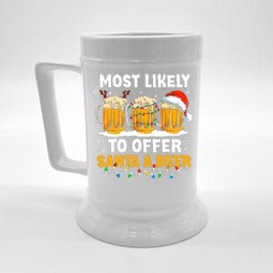 Christmas Party Most Likely To Offer Santa A Beer Funny Xmas Beer Stein