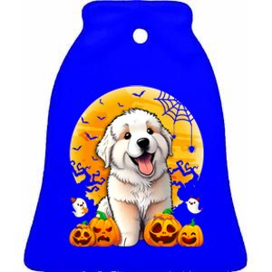 Cute Pyrenees Moon Pumpkin Halloween Dog Lover Meaningful Gift Ceramic Bell Ornament