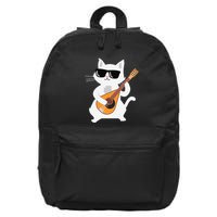 Cat Playing Mandolin 16 in Basic Backpack