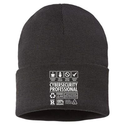Cybersecurity Professional Not A Hacker Funny Job Sustainable Knit Beanie