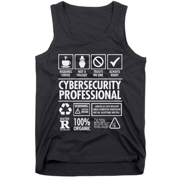 Cybersecurity Professional Not A Hacker Funny Job Tank Top