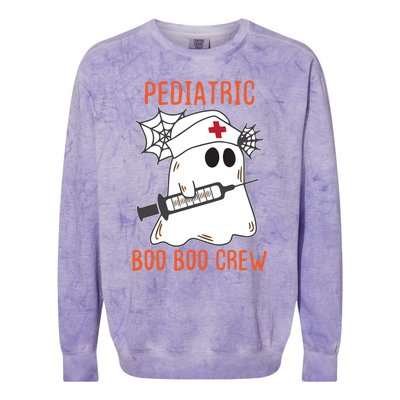 Cute Pediatric Nurse Halloween Ghost Rn Boo Boo Crew Cute Gift Colorblast Crewneck Sweatshirt