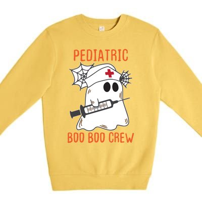 Cute Pediatric Nurse Halloween Ghost Rn Boo Boo Crew Cute Gift Premium Crewneck Sweatshirt