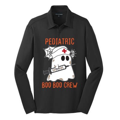 Cute Pediatric Nurse Halloween Ghost Rn Boo Boo Crew Cute Gift Silk Touch Performance Long Sleeve Polo