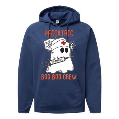 Cute Pediatric Nurse Halloween Ghost Rn Boo Boo Crew Cute Gift Performance Fleece Hoodie