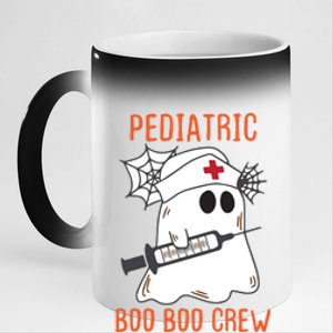 Cute Pediatric Nurse Halloween Ghost Rn Boo Boo Crew Gift 11oz Black Color Changing Mug