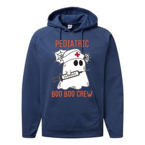 Cute Pediatric Nurse Halloween Ghost Rn Boo Boo Crew Gift Performance Fleece Hoodie