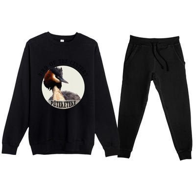 Cute Puteketeke New Zealand's Bird of the Century Flower  Premium Crewneck Sweatsuit Set