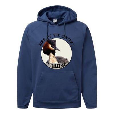 Cute Puteketeke New Zealand's Bird of the Century Flower  Performance Fleece Hoodie